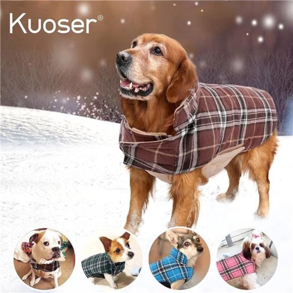 NEW - Winter Dog Coat, Reversible Jacket Waterproof British Style Dog Clothes - Picture 5 of 6